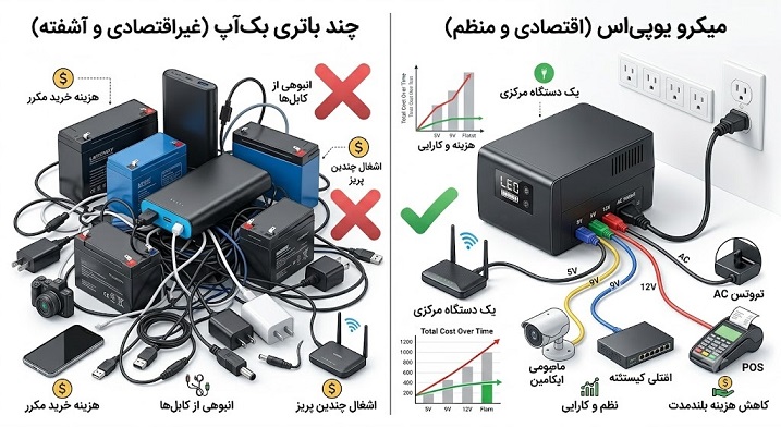 چرا خرید یک میکرو یو پی اس از خرید چند باتری بک‌آپ اقتصادی‌تر است؟